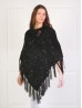 Knitted Poncho W/ Buttons and Sequins